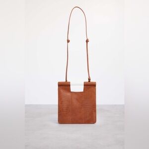 BEIS | NWT - Faux Crocodile Crossbody Bag Clutch in Cognac - Convertible Purse